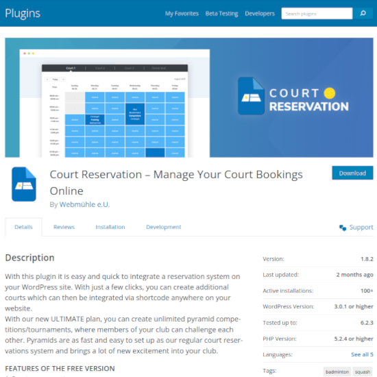Court Reservation plugin
